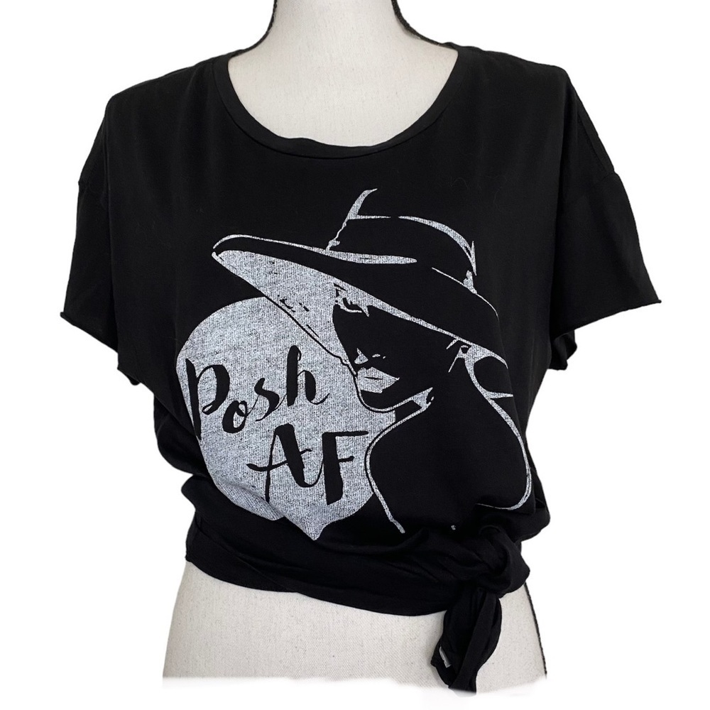 Posh AF Short Sleeve Black Custom Tee Size Large